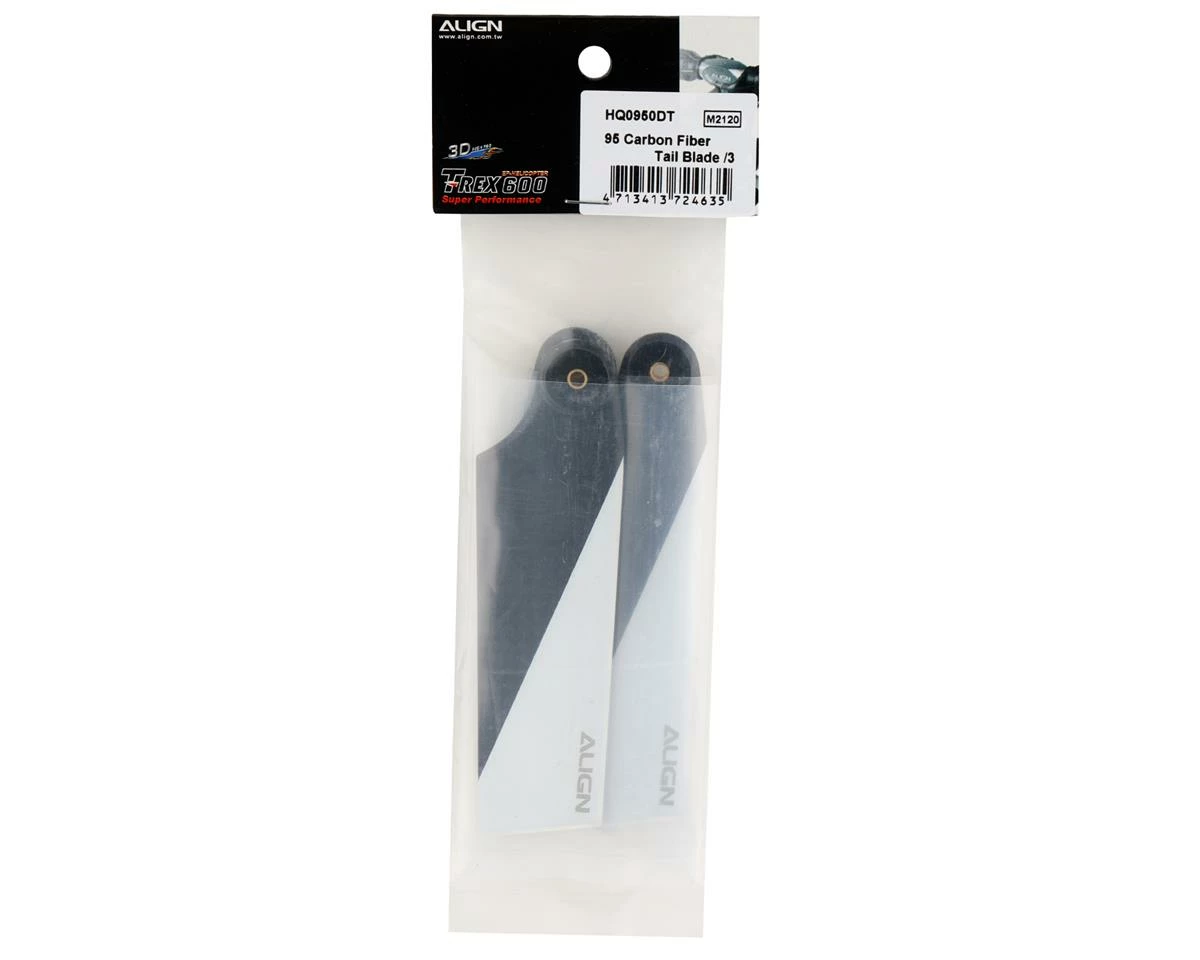 ALIGN 95mm Carbon Fiber 3 Blade Tail Blade Set - Image 2