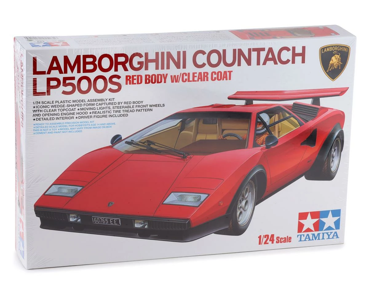 Tamiya Lamborghini Countach LP500S 1/24 Model Kit (Red W/Clear Coat) - Image 6